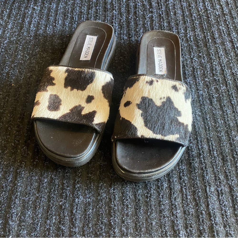 Steve Madden Cow Hide Slippers